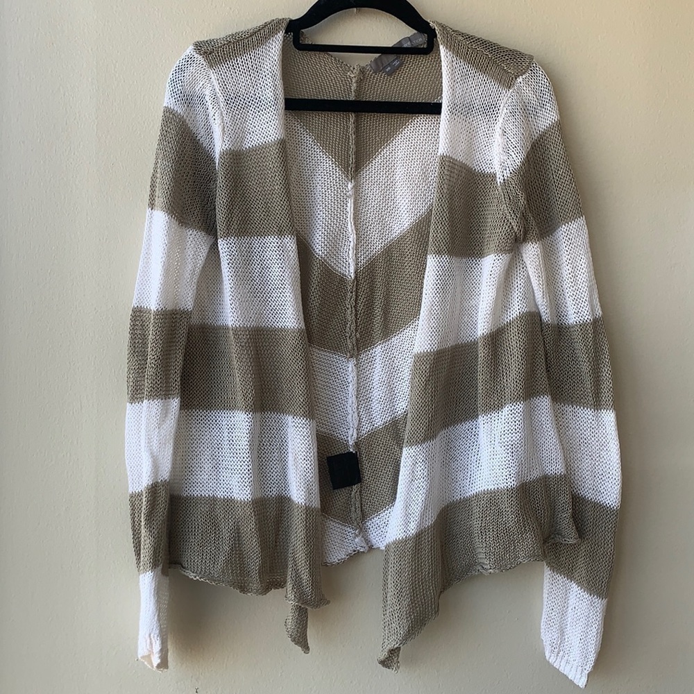 360 sweater linen striped open cardigan